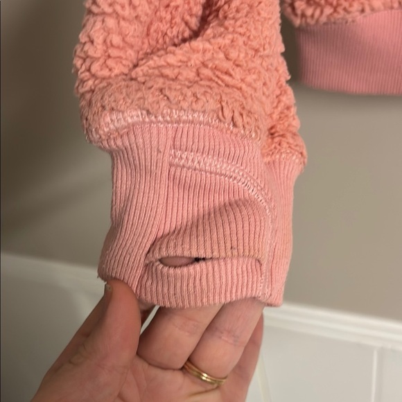 Athleta Girl Pink Sherpa Hoodie Jacket Pullover Size L 19" PTP - Picture 5 of 5